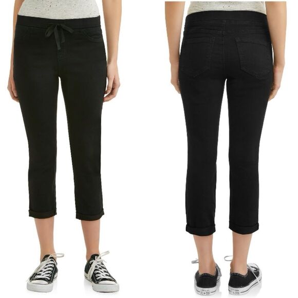 5/$25 No Boundaries Black Pull On Cropped Cuffed Hem Stretch Waistband L 11-13 - Picture 1 of 12